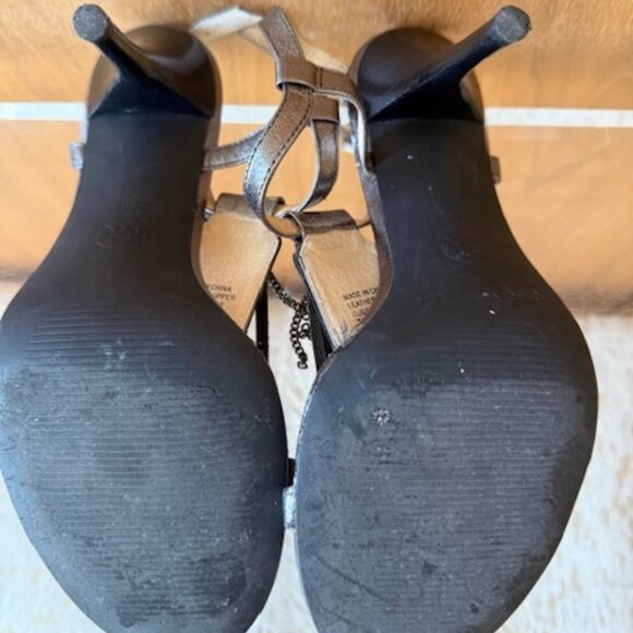 Pre-Loved Pewter Metallic Michael Kors Fringe Strappy Sandals - Size 7 - Picture 7 of 7